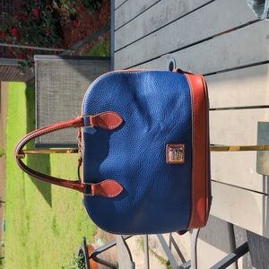 Dooney & Bourke Blue And Brown Leather Satchel Scuffs And Interior Needs Cleaned